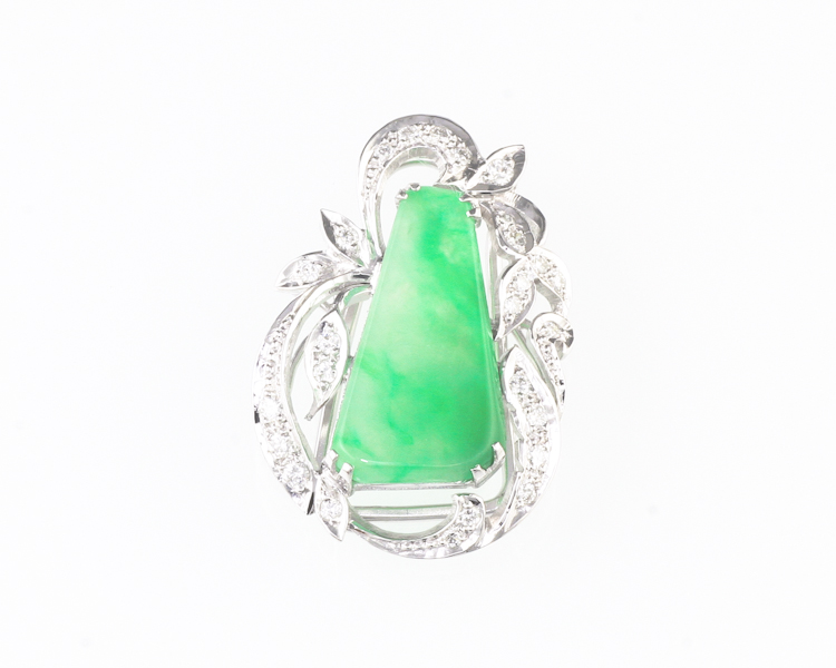 Jadeite (type-A) and diamond pendant - Click Image to Close