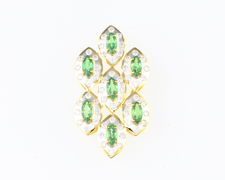 Tsavorite garnet and diamond pendant - Click Image to Close