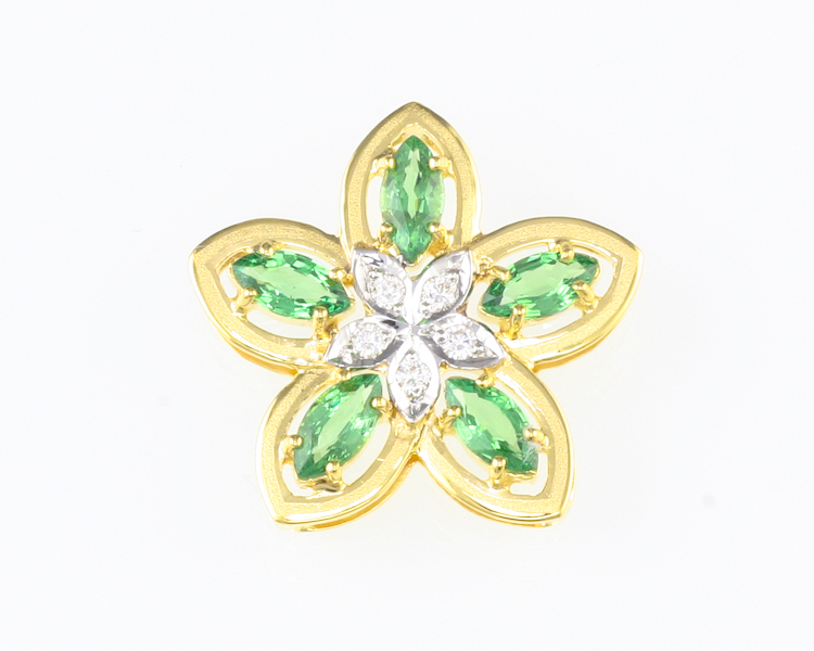 Tsavorite garnet and diamond pendant - Click Image to Close