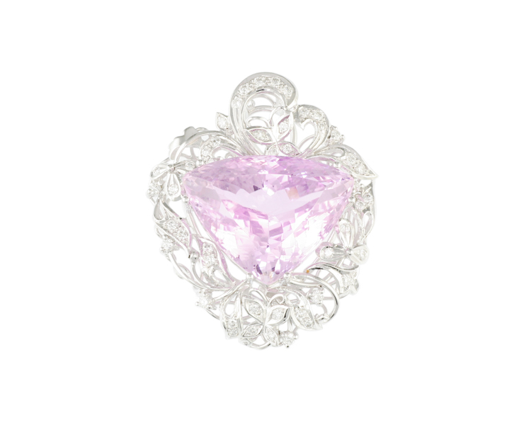 Kunzite and diamond pendant - Click Image to Close