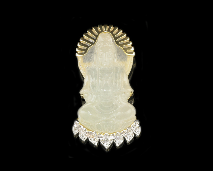 Jadeite (type-A) carving and diamond pendant - Click Image to Close