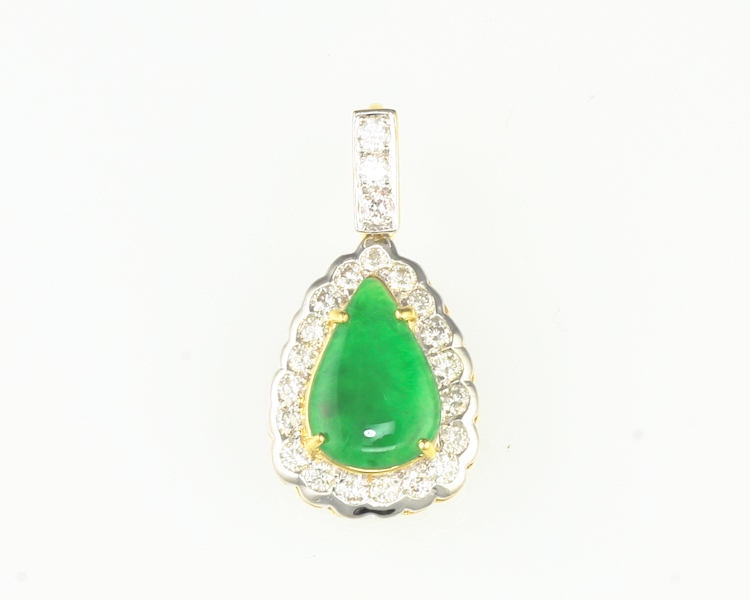 Jadeite (type-A) and diamond pendant - Click Image to Close