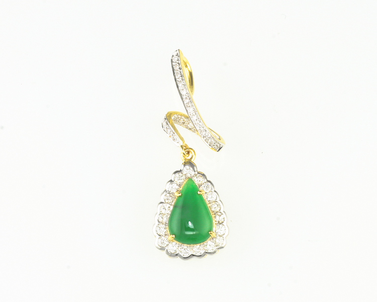 Jadeite (type-A) and diamond pendant - Click Image to Close