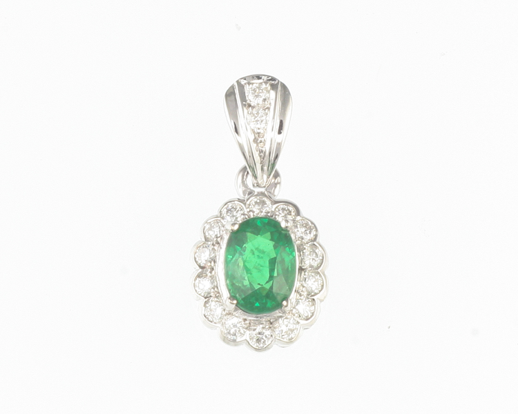 Tsavorite garnet and diamond pendant - Click Image to Close