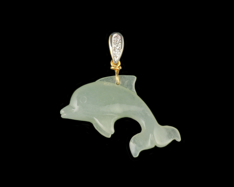 Jadeite (type-A) carving and diamond pendant - Click Image to Close