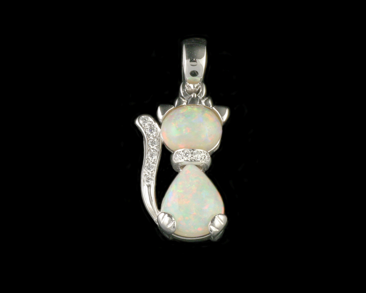 Opal and diamond pendant - Click Image to Close