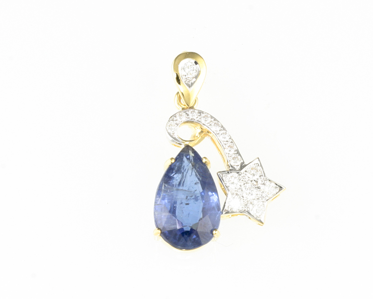 Kyanite and diamond pendant - Click Image to Close