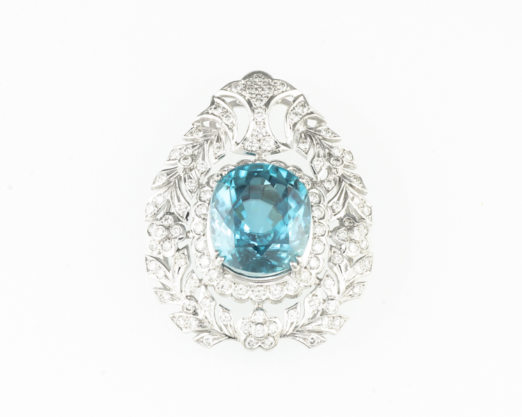 Zircon and diamond pendant - Click Image to Close