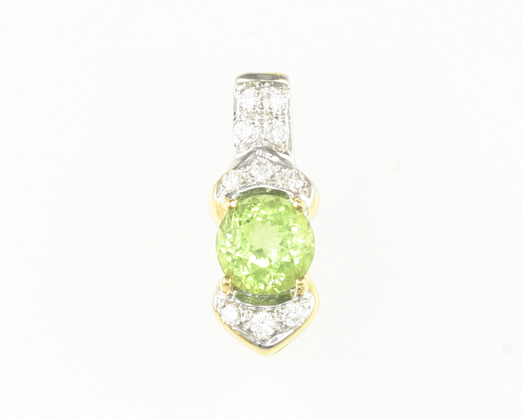 Peridot and diamond pendant - Click Image to Close