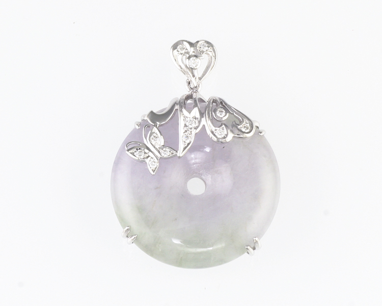 Jadeite (type-A) carving and diamond pendant - Click Image to Close