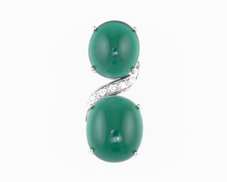 Chrysoprase and diamond pendant - Click Image to Close