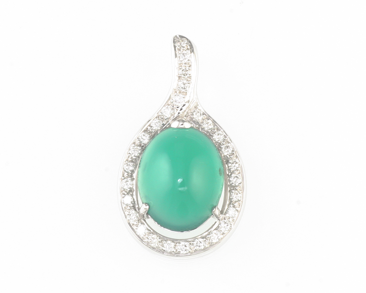 Chrysoprase and diamond pendant - Click Image to Close