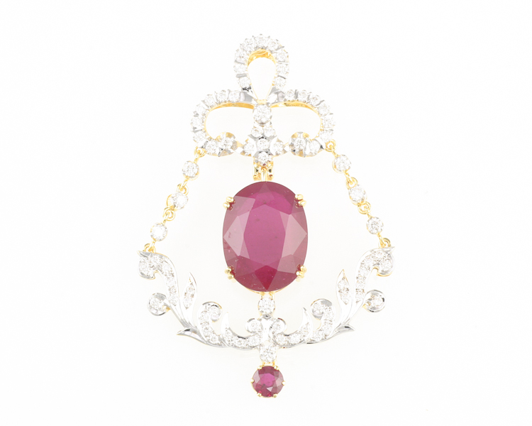 Ruby and diamond pendant - Click Image to Close