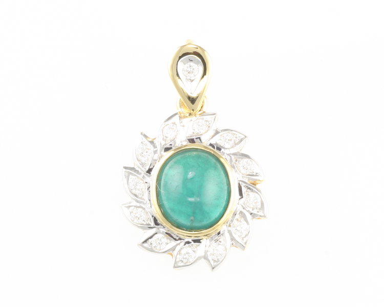 Emerald and diamond pendant - Click Image to Close