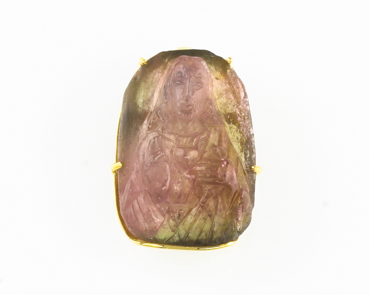 Watermelon tourmaline carving pendant - Click Image to Close