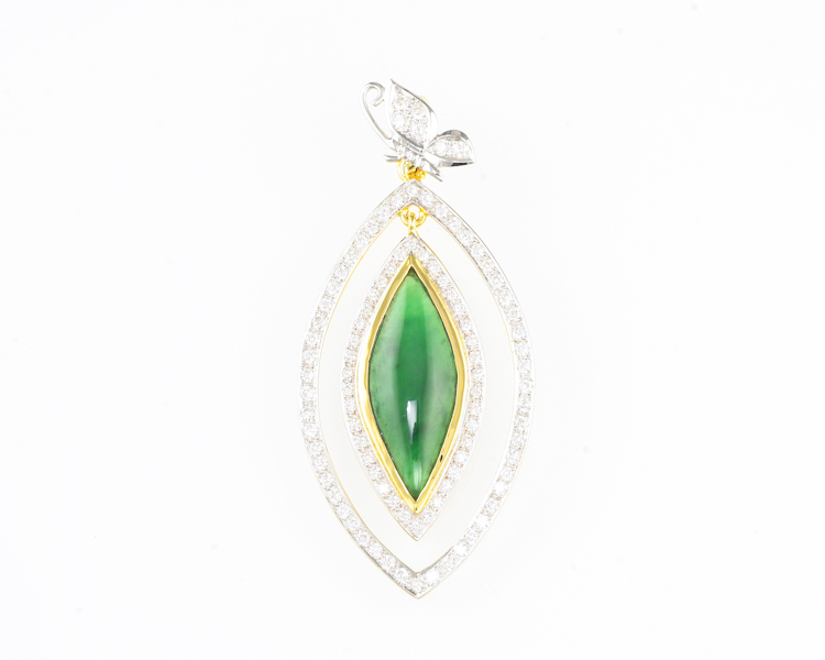 Jadeite (type-A) and diamond pendant - Click Image to Close