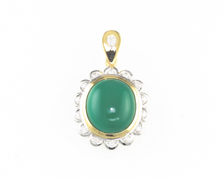 Chrysoprase and diamond pendant - Click Image to Close