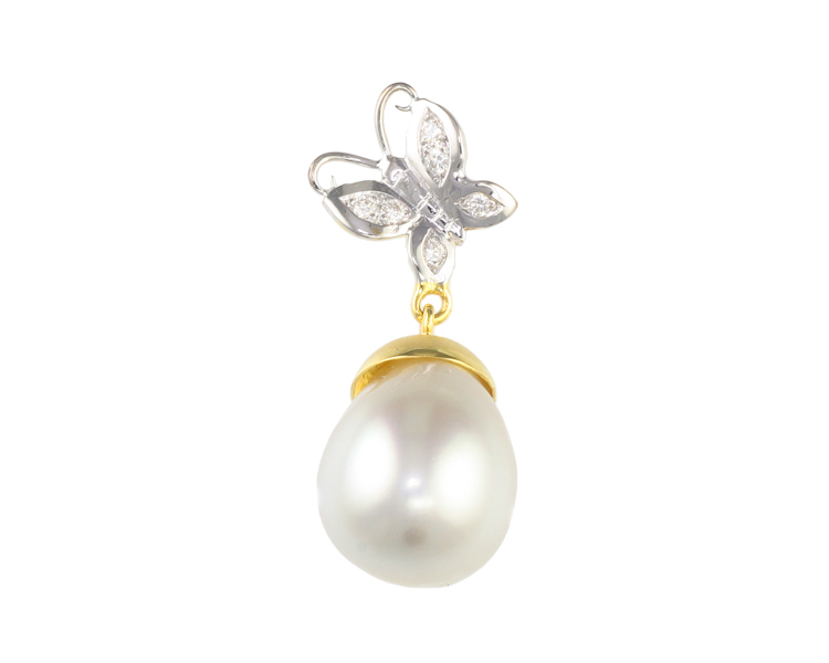 Pearl and diamond pendant - Click Image to Close