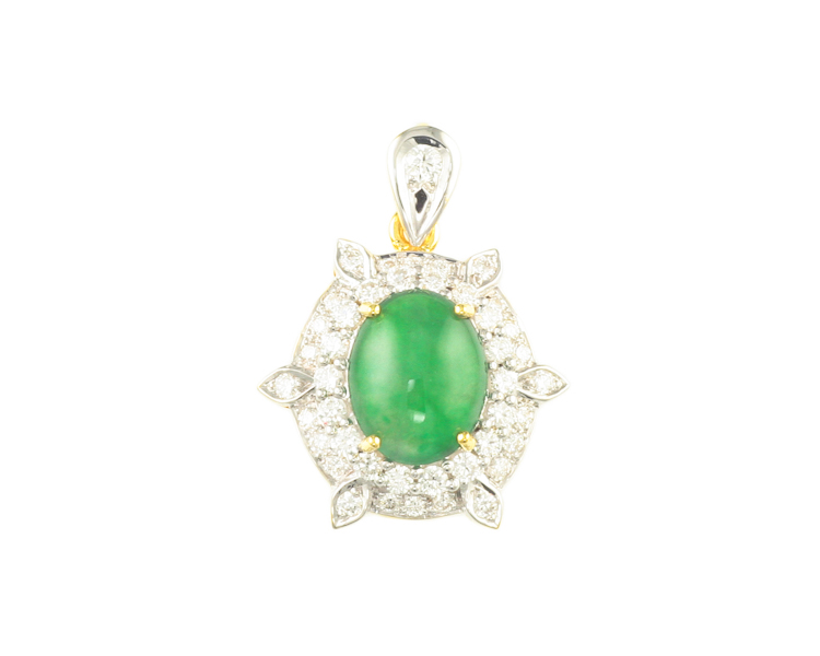 Jadeite (type-A) and diamond pendant - Click Image to Close