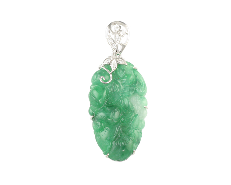 Jadeite (type-A) and diamond pendant - Click Image to Close