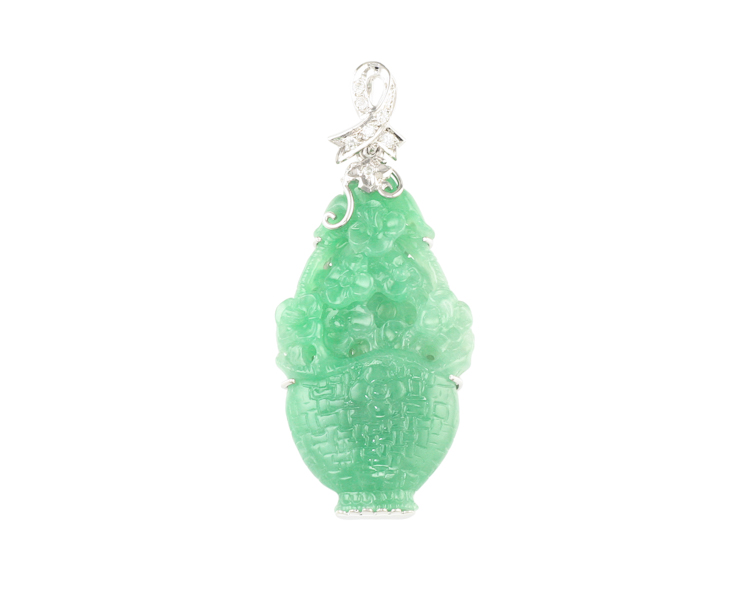 Jadeite (type-A) and diamond pendant - Click Image to Close