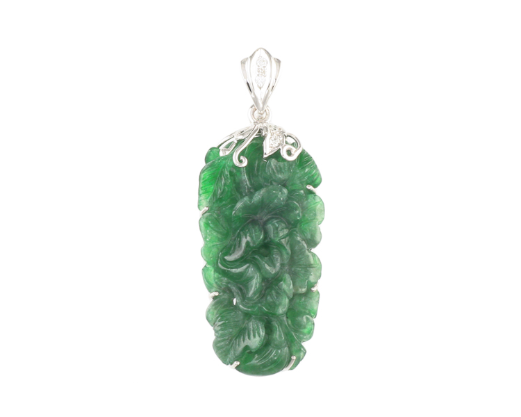 Jadeite (type-A) and diamond pendant - Click Image to Close