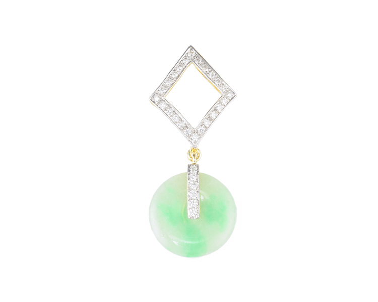 Jadeite (type-A) carving and diamond pendant - Click Image to Close