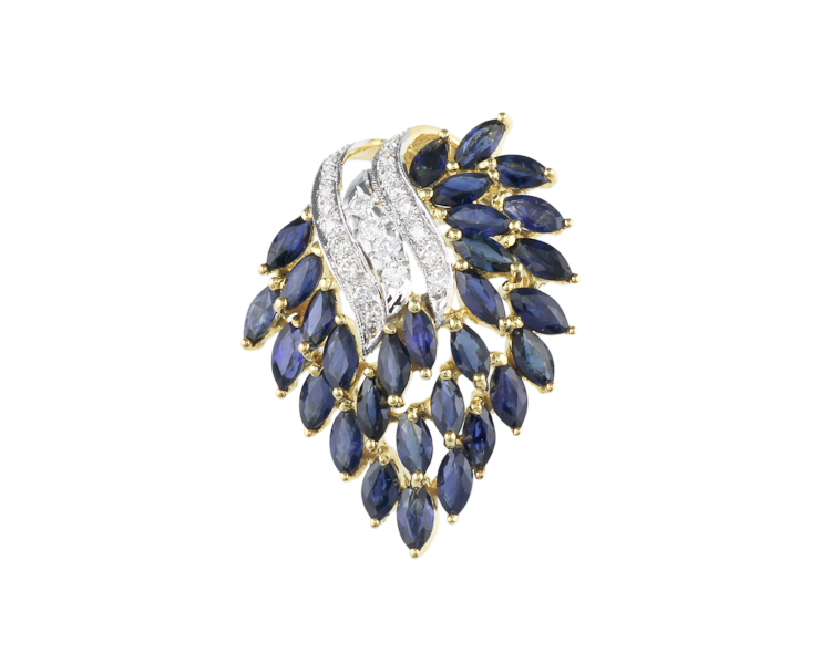 Blue sapphire and diamond pendant - Click Image to Close