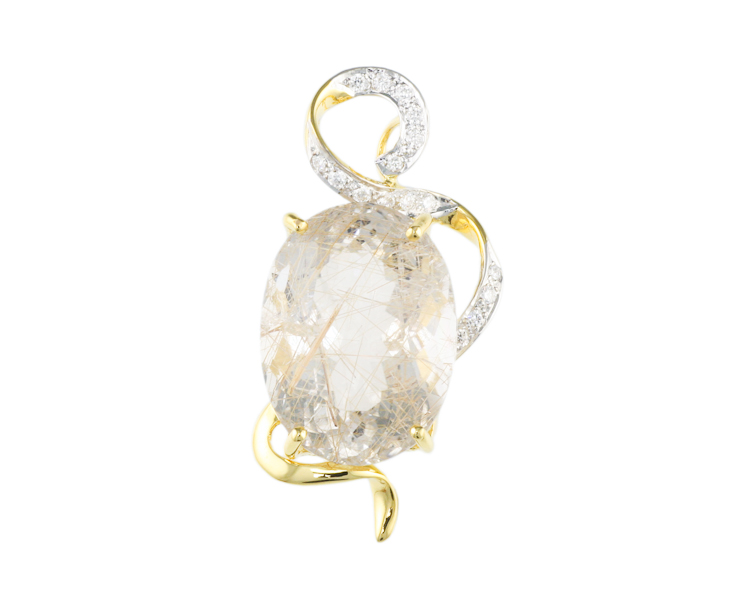 Rutile quartz and diamond pendant - Click Image to Close