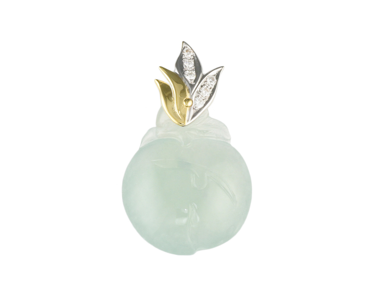 Jadeite (type-A) carving and diamond pendant - Click Image to Close