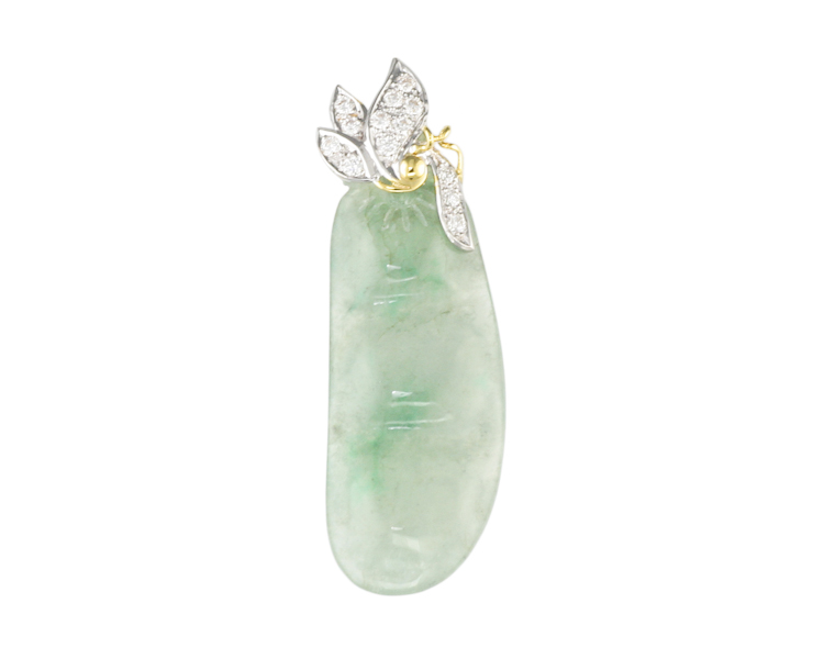 Jadeite (type-A) carving and diamond pendant - Click Image to Close