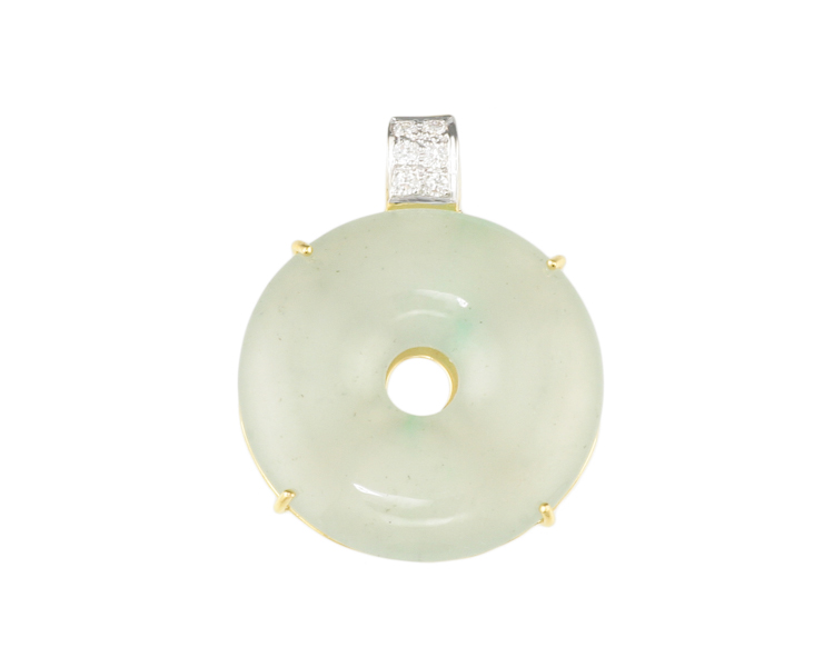 Jadeite (type-A) carving and diamond pendant - Click Image to Close