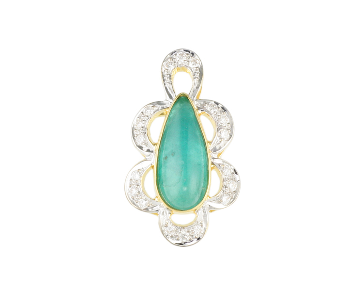 Emerald and diamond pendant - Click Image to Close