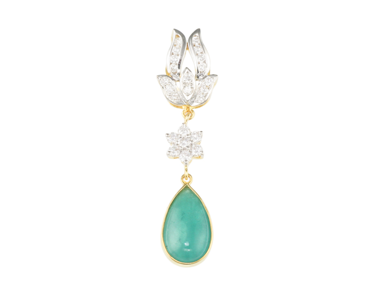 Emerald and diamond pendant - Click Image to Close