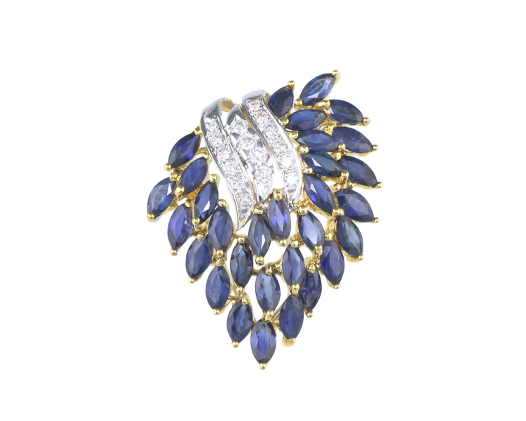 Blue sapphire and diamond pendant - Click Image to Close