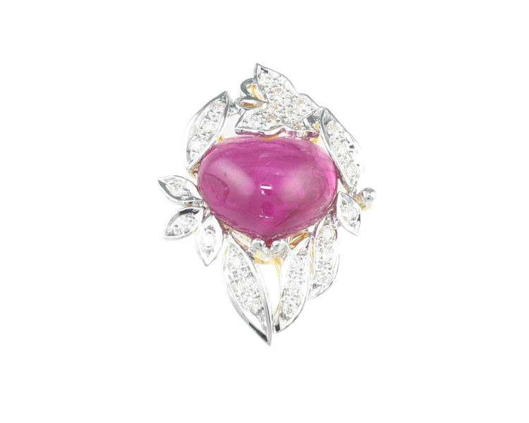 Ruby and diamond pendant - Click Image to Close