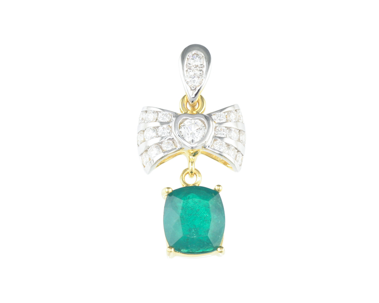 Emerald and diamond pendant - Click Image to Close