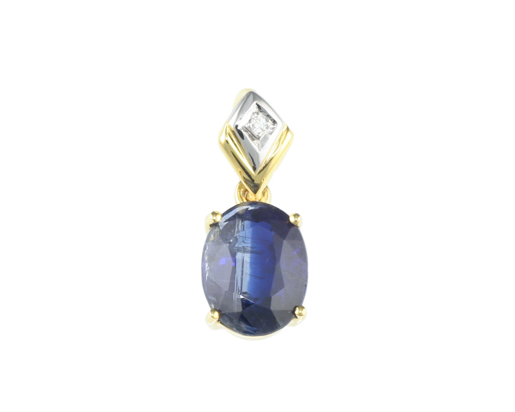 Kyanite and diamond pendant - Click Image to Close