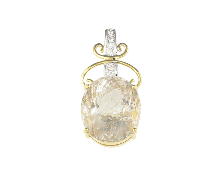 Rutile quartz and diamond pendant - Click Image to Close