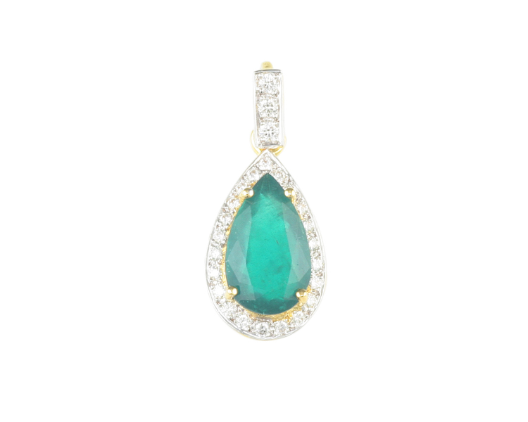 Emerald and diamond pendant - Click Image to Close