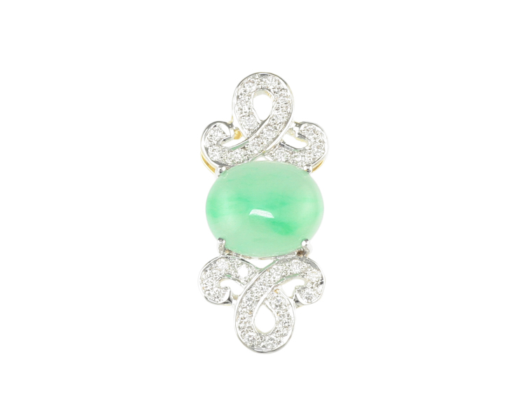 Jadeite (type-A) and diamond pendant - Click Image to Close