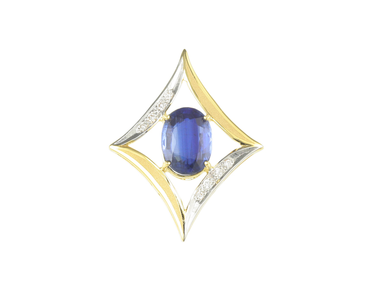 Kyanite and diamond pendant - Click Image to Close