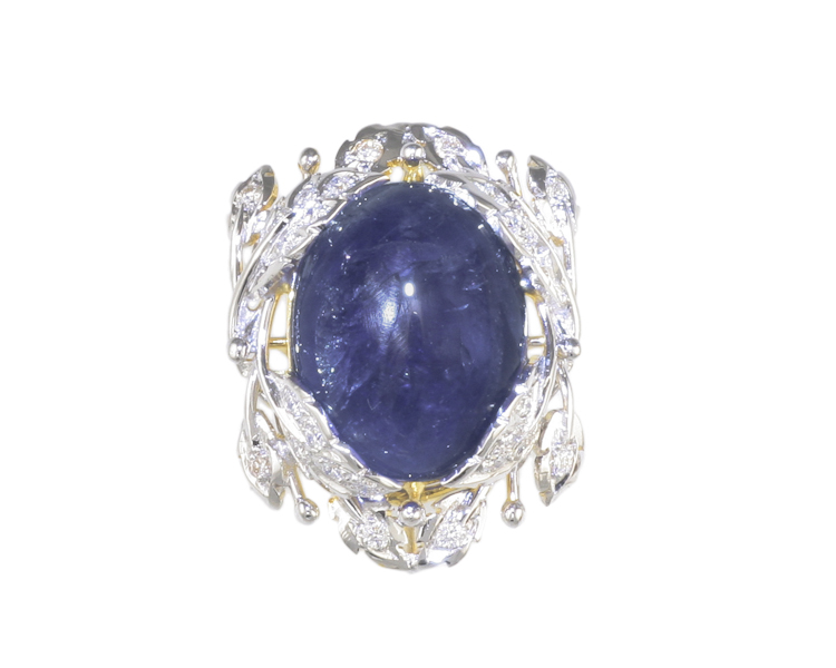 Blue sapphire and diamond pendant - Click Image to Close