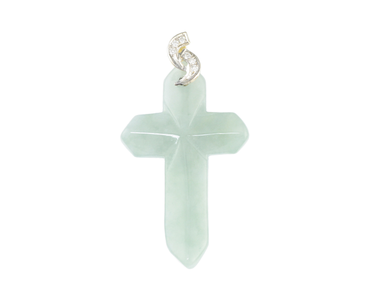 Jadeite (type-A) carving and diamond pendant - Click Image to Close