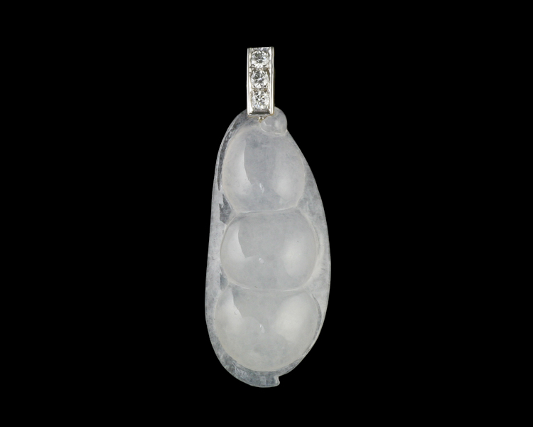 Jadeite (type-A) carving and diamond pendant - Click Image to Close