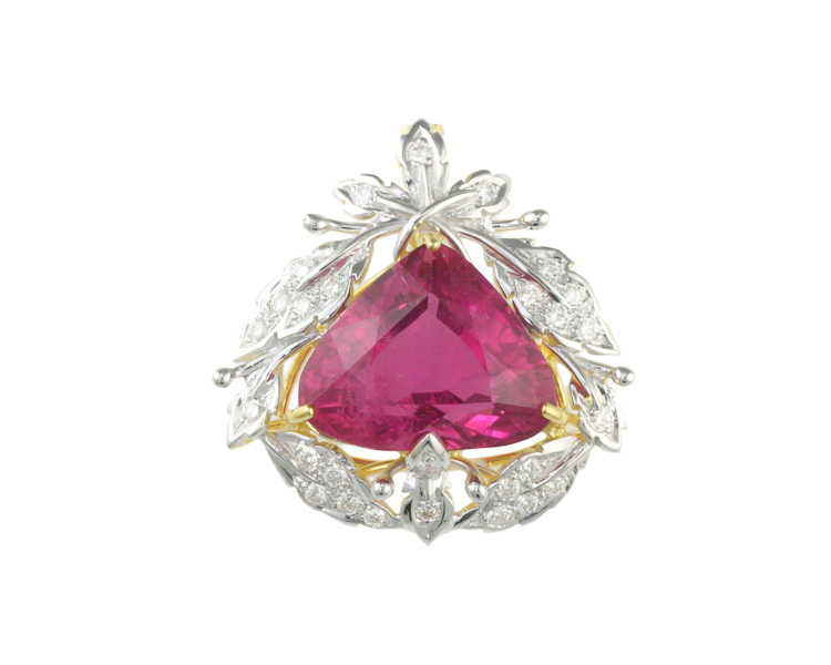 Rubellite and diamond pendant - Click Image to Close