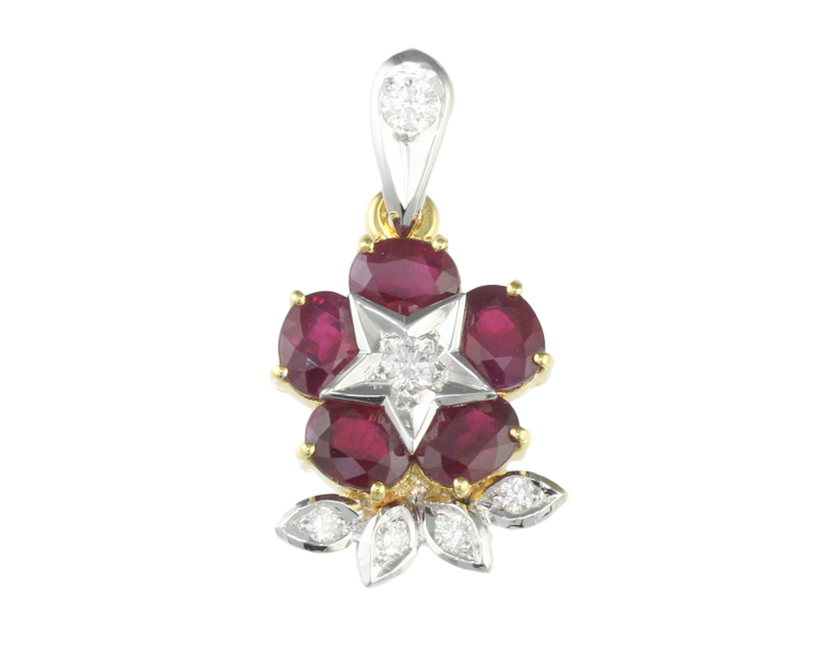 Ruby and diamond pendant - Click Image to Close