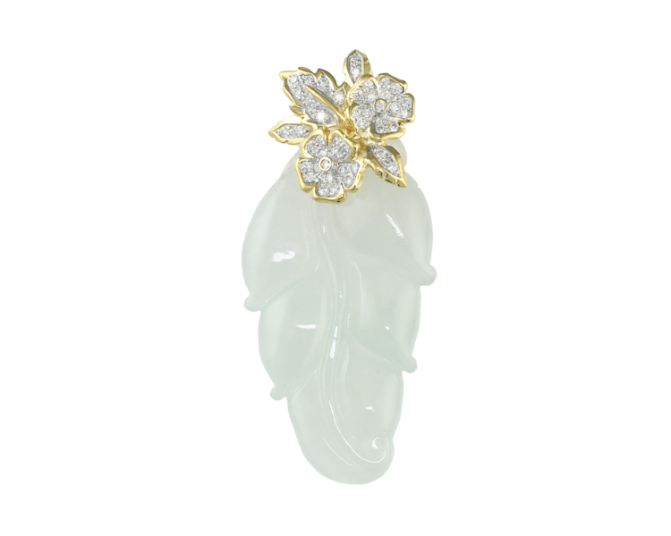 Jadeite (type-A) and diamond pendant - Click Image to Close