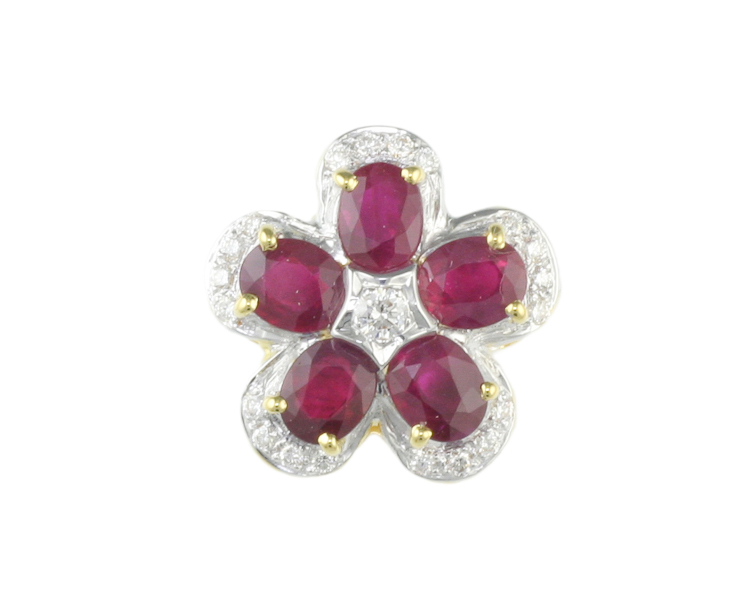 Ruby and diamond pendant - Click Image to Close