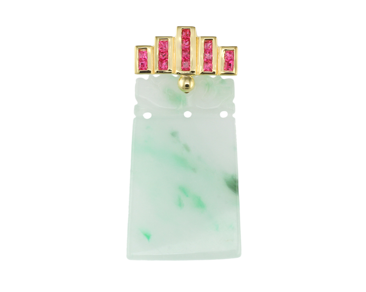 Jade and spinel pendant - Click Image to Close